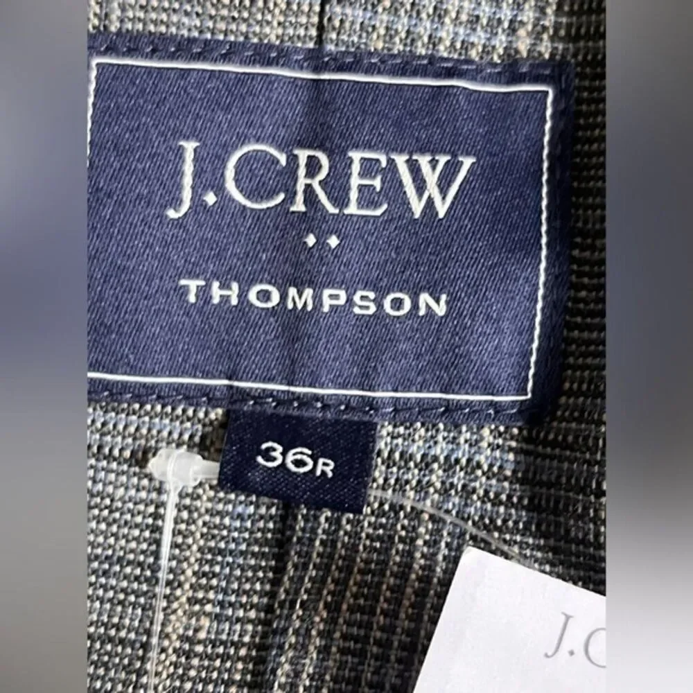 J‎ Crew Men's Thompson Plaid Blazer 100% Linen Slim Fit  $298 Size 36R Formal